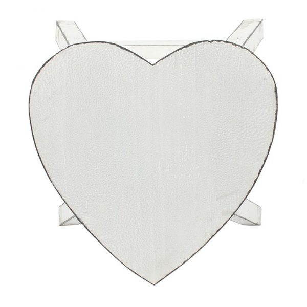 White Shabby Heart Stool 2