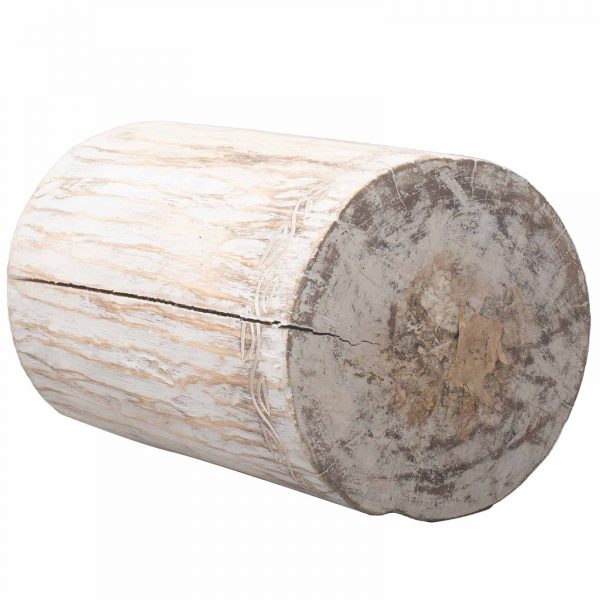 Elegant white wooden stool featuring a beautiful carved design, ideal for enhancing your home decor