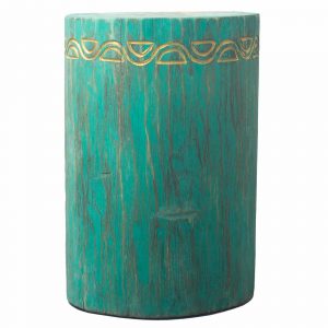 Tribal Stool/Table - Albasia Wood - Turquoise: Add Artisanal Elegance to Your Home Decor