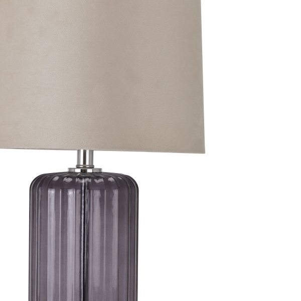 Alberta Metallic Glass Lamp With Velvet Shade 4