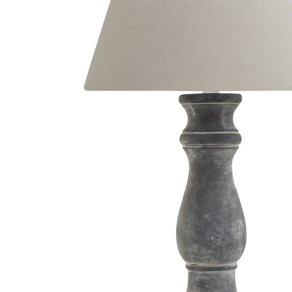 Amalfi Grey Candlestick Table Lamp With Linen Shade 4