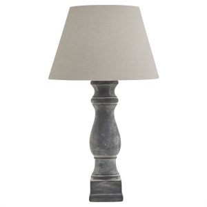 Amalfi Grey Candlestick Table Lamp With Linen Shade 5