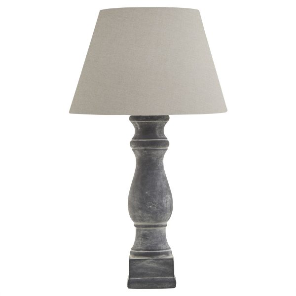 Amalfi Grey Candlestick Table Lamp With Linen Shade 5