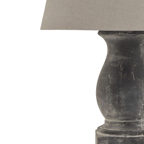 Amalfi Grey Pillar Table Lamp With Linen Shade 4