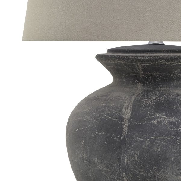 Amalfi Grey Round Table Lamp With Linen Shade 4
