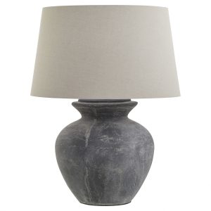 Amalfi Grey Round Table Lamp With Linen Shade 5