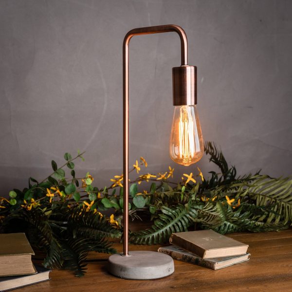 Copper Industrial Lamp With Stone Base 2