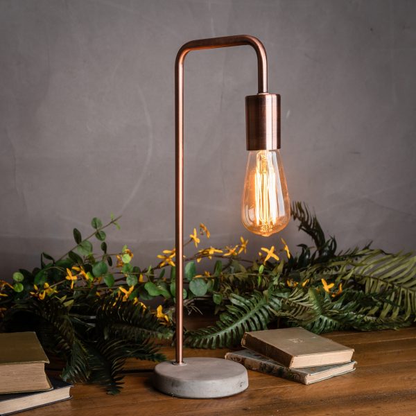 Copper Industrial Lamp With Stone Base 3