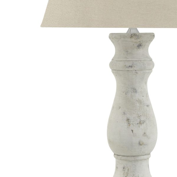 Darcy Antique White Candlestick Table Lamp With Linen Shade 4