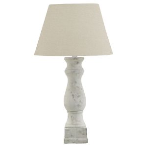 Darcy Antique White Candlestick Table Lamp With Linen Shade 5