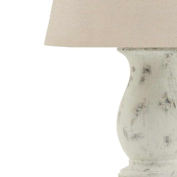Darcy Antique White Pillar Table Lamp With Linen Shade 4