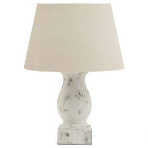 Darcy Antique White Pillar Table Lamp With Linen Shade 5