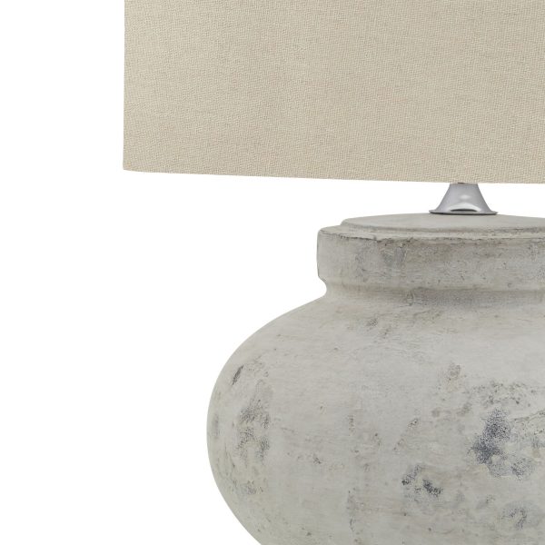 Darcy Antique White Squat Table Lamp With Linen Shade 4