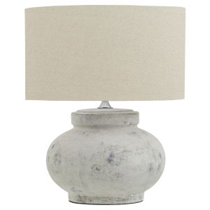 Darcy Antique White Squat Table Lamp With Linen Shade 5