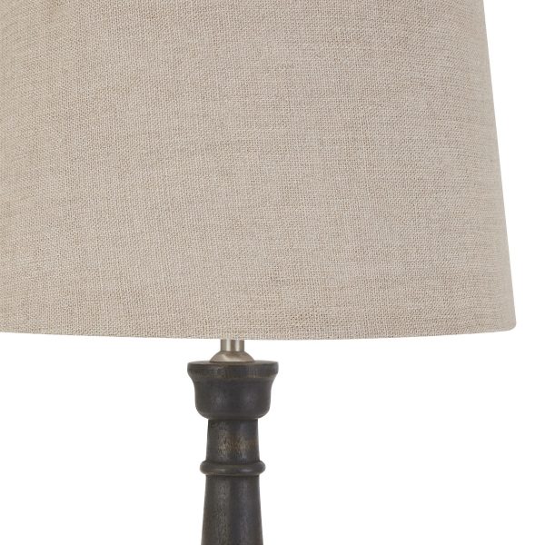 Delaney Grey Bead Candlestick Lamp With Linen Shade 4