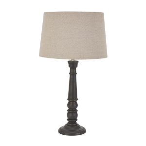 Delaney Grey Bead Candlestick Lamp With Linen Shade 5