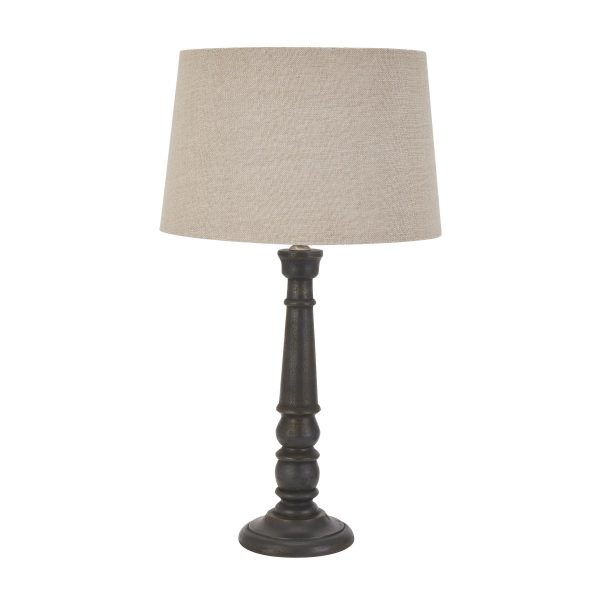 Delaney Grey Bead Candlestick Lamp With Linen Shade 5