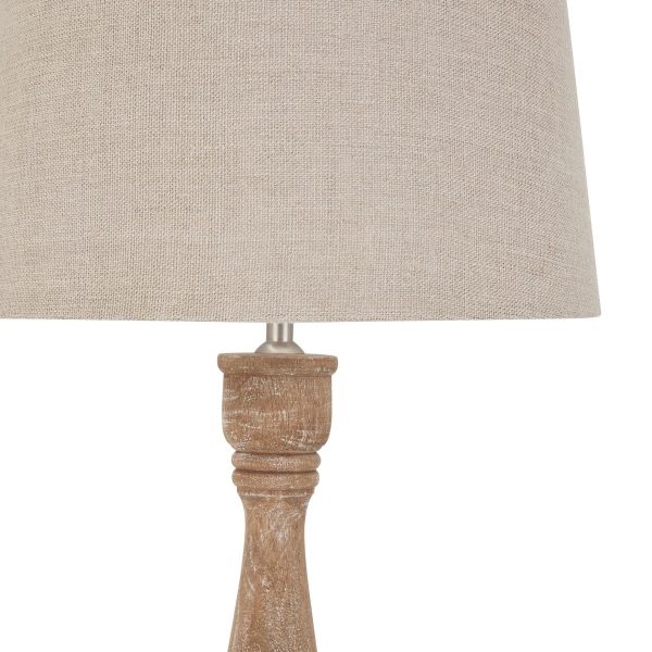 Delaney Natural Wash Candlestick Lamp With Linen Shade 4