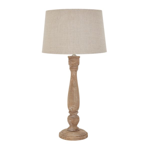 Delaney Natural Wash Candlestick Lamp With Linen Shade 5