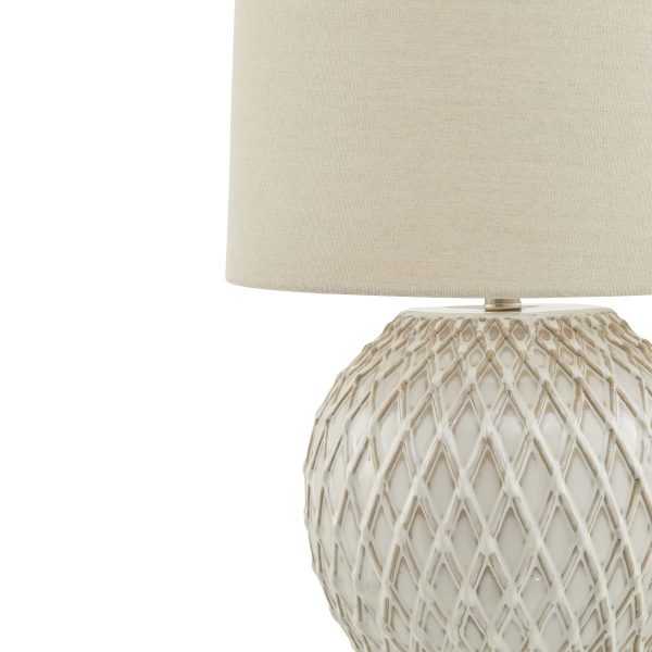 Lattice Ceramic Table Lamp With Linen Shade 4