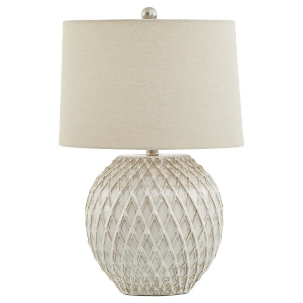 Lattice Ceramic Table Lamp With Linen Shade 5