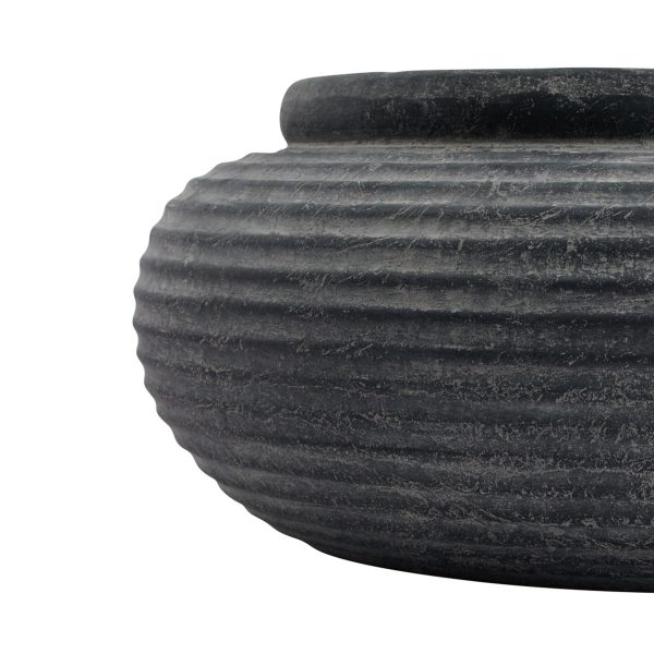 Amalfi Grey Round Ribbed Planter 2