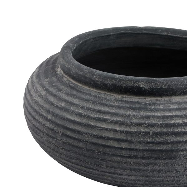 Amalfi Grey Round Ribbed Planter 3