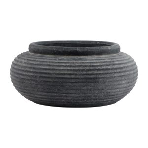Amalfi Grey Round Ribbed Planter 4