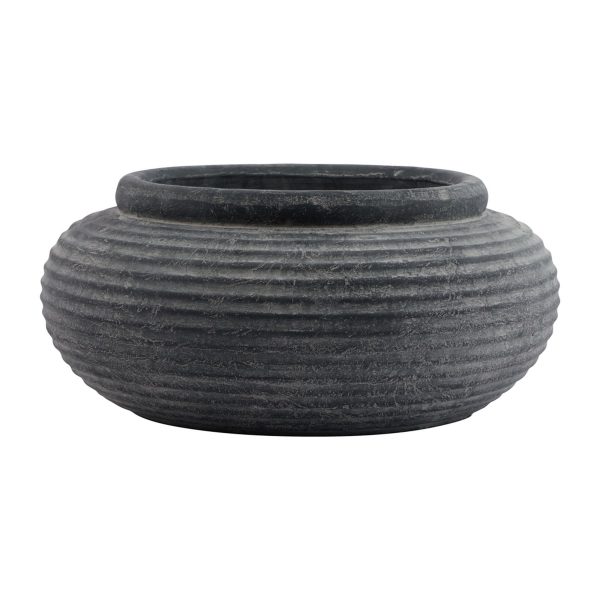 Amalfi Grey Round Ribbed Planter 4