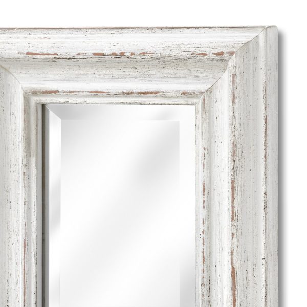Antique White Frame Narrow Wall Mirror 2