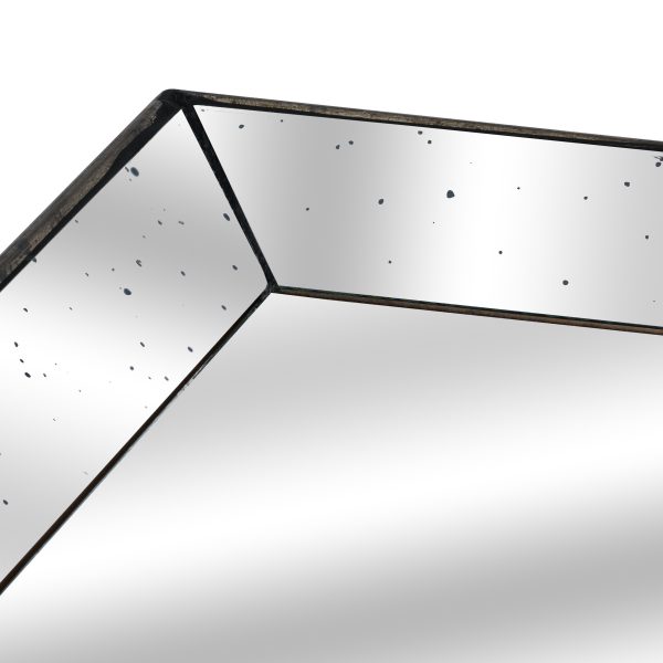 Astor Distressed Mirrored Square Tray W Wooden Detailing Lge