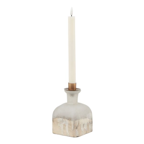 Burnished Dipped And Aged Brass Candle Holder Vase 5