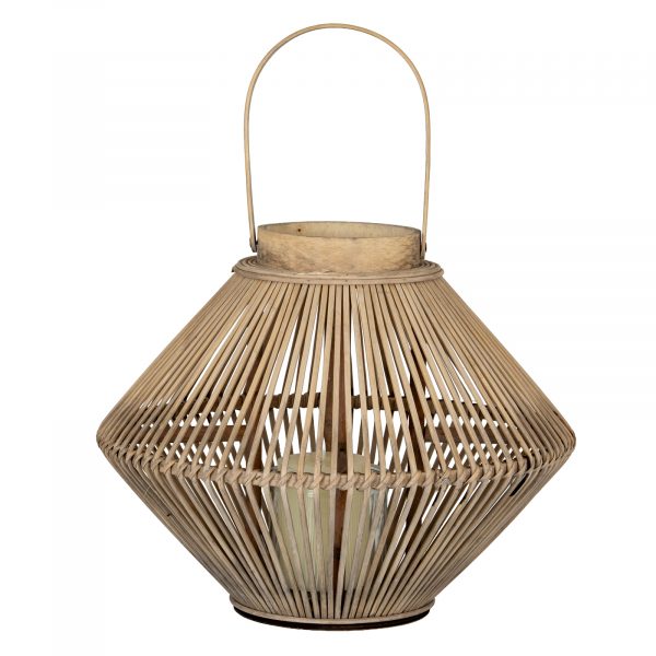 Cone Wicker Lantern With Glass Holder 3