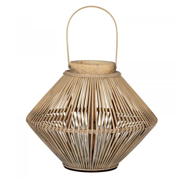 Cone Wicker Lantern With Glass Holder 4