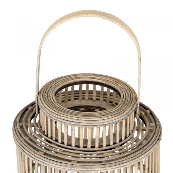 Cylinder Wicker Lantern With Glass Holder 2
