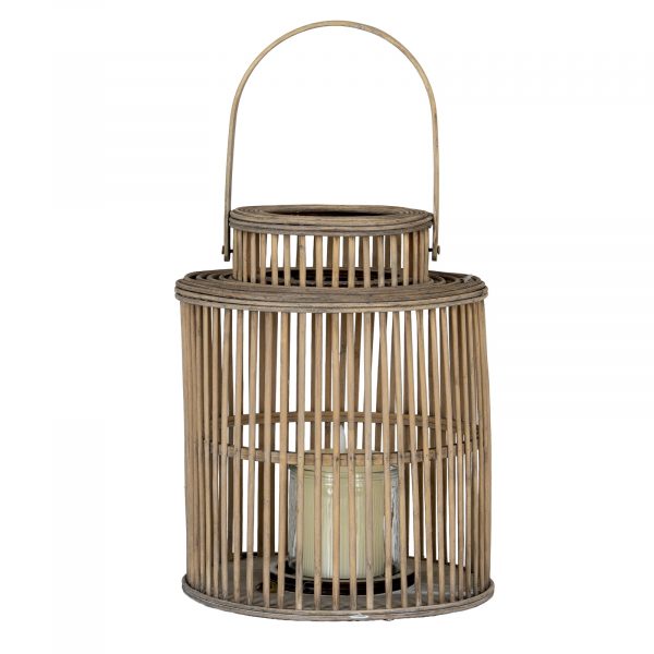 Cylinder Wicker Lantern With Glass Holder 3