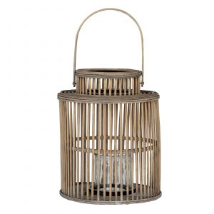 Cylinder Wicker Lantern With Glass Holder 4