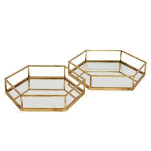 Gold Hexagon Set Of Two Trays 4