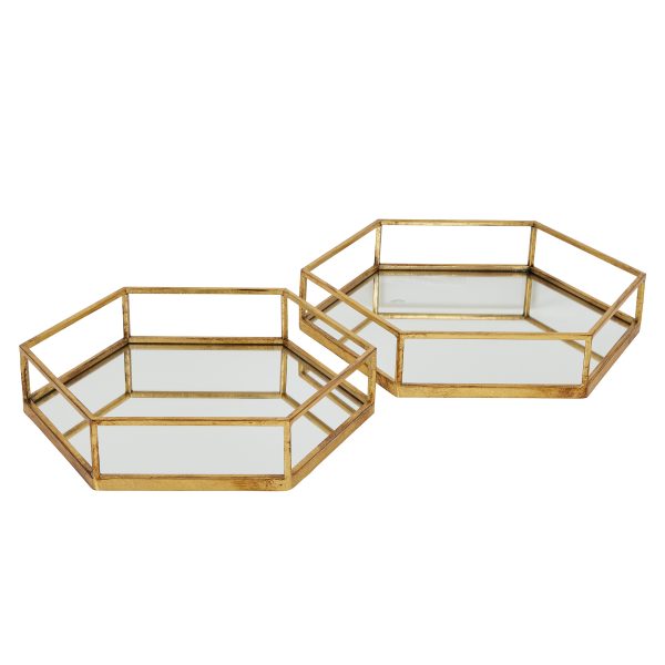 Gold Hexagon Set Of Two Trays 4