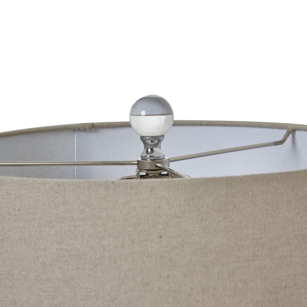 Grey Glass Table Lamp With Linen Shade 4