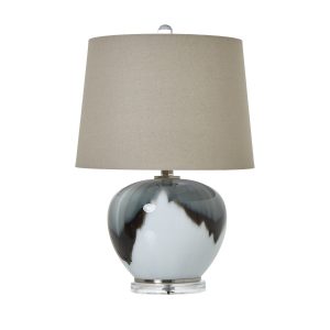 Grey Glass Table Lamp With Linen Shade 5