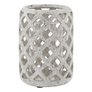 Grey Stone Effect Hurricane Lantern 3