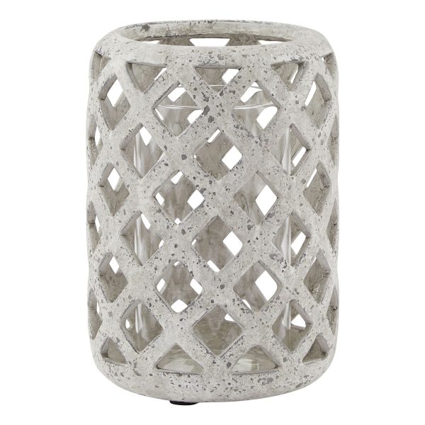 Grey Stone Effect Hurricane Lantern 3
