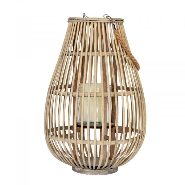 Large Ellipse Wicker Lantern With Glass Holder 4