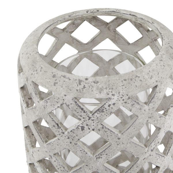 Large Grey Stone Effect Hurricane Lantern 2