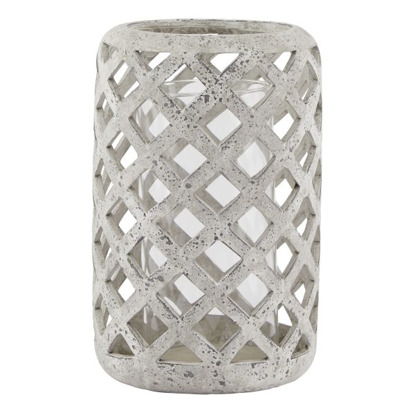Large Grey Stone Effect Hurricane Lantern 3