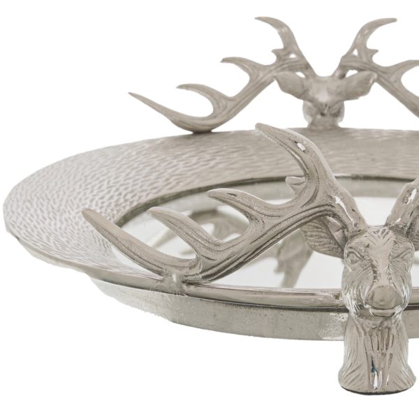 Large Mirrored Tray With Stag Heads 2