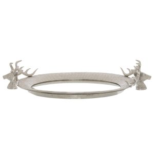 Large Mirrored Tray With Stag Heads 3