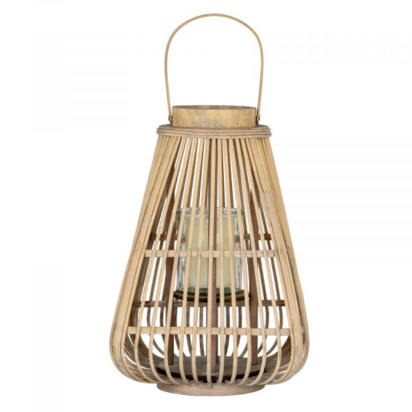 Large Peardrop Wicker Lantern With Glass Holder 4
