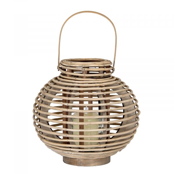 Large Round Willow Lantern With Glass Holder 3